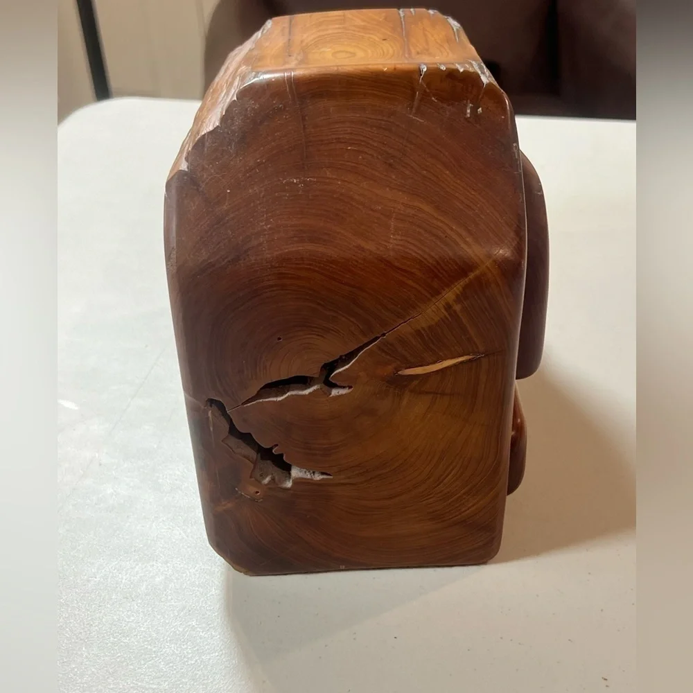 Jeff Trag Carved Knotty Wood Handmade 4 Drawer Jewelry Box Vintage Hand Carved